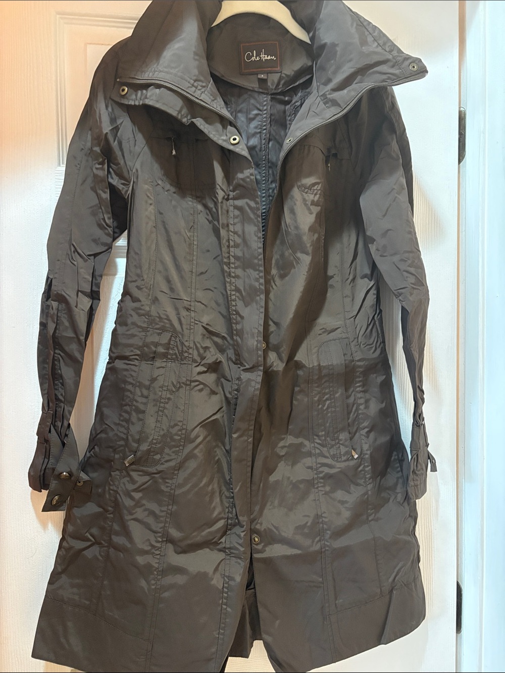 Cole Haan Women's Dark Chocolate Long Raincoat size S